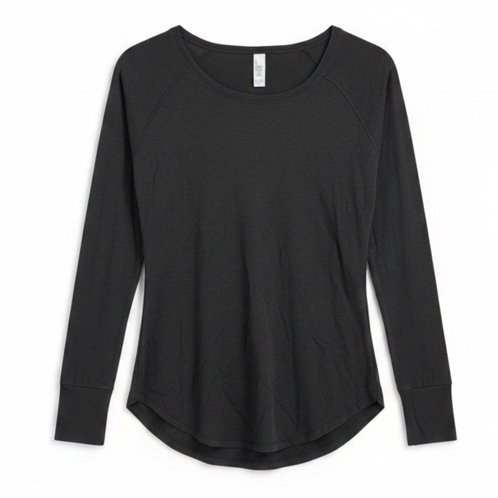 District Perfect Tri Long Sleeve Tunic Tee S Black Frost Athleisure NWOT